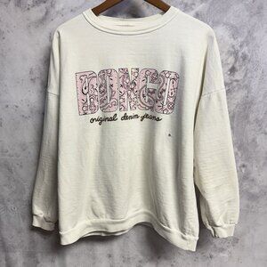 Vintage Bongo Jeans Sweatshirt Womens XL 26x25 White Crew Neck 90s